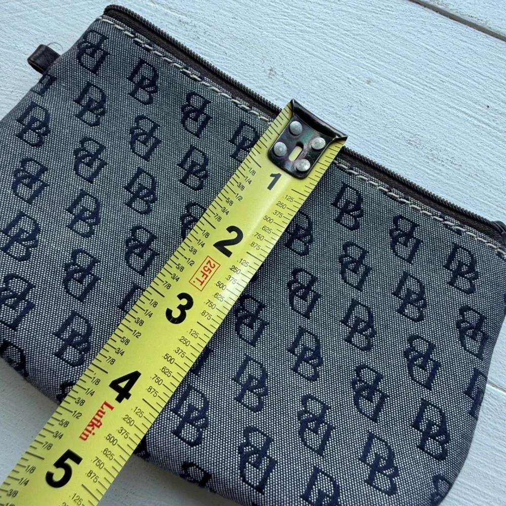 Dooney & Bourke Monogram Canvas Cosmetic Pouch Blue Grey Makeup Bag